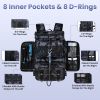 42L/11Gal Fishing Backpack Large Capacity Fishing Tackle Storage Bag with Rod Holders 16-Pocket Water-Resistant with Divider Adjustable Padded Straps
