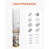 Fishing Rod Holders for 16 Fishing Poles, Wood Round Fishing Rods Rack for Garage Organization and Storage, Floor Stand Space-Saving Equipment