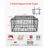 Crab Trap, 2 Packs, 24.4x24.4x11.8 inch Heavy Duty Large Crab Pot Trap for Dungeness, Black PVC Coated Wire Mesh for Stealth, with Gauge
