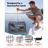 Crab Trap, 2 Packs, 24.4x24.4x11.8 inch Heavy Duty Large Crab Pot Trap for Dungeness, Black PVC Coated Wire Mesh for Stealth, with Gauge