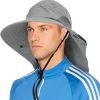 Wide Brim Sun Hat with Neck Flap, UPF50+ Hiking Safari Fishing Hat for Men Women, Sun Protection Beach Hat