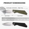 EDC Pocket Knife, Black/Olive Green, Lightweight Multi-Purpose Blade for Outdoor & Daily Use