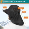 Wide Brim Sun Hat with Neck Flap, UPF50+ Hiking Safari Fishing Hat for Men Women, Sun Protection Beach Hat