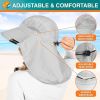 Wide Brim Sun Hat with Neck Flap, UPF50+ Hiking Safari Fishing Hat for Men Women, Sun Protection Beach Hat